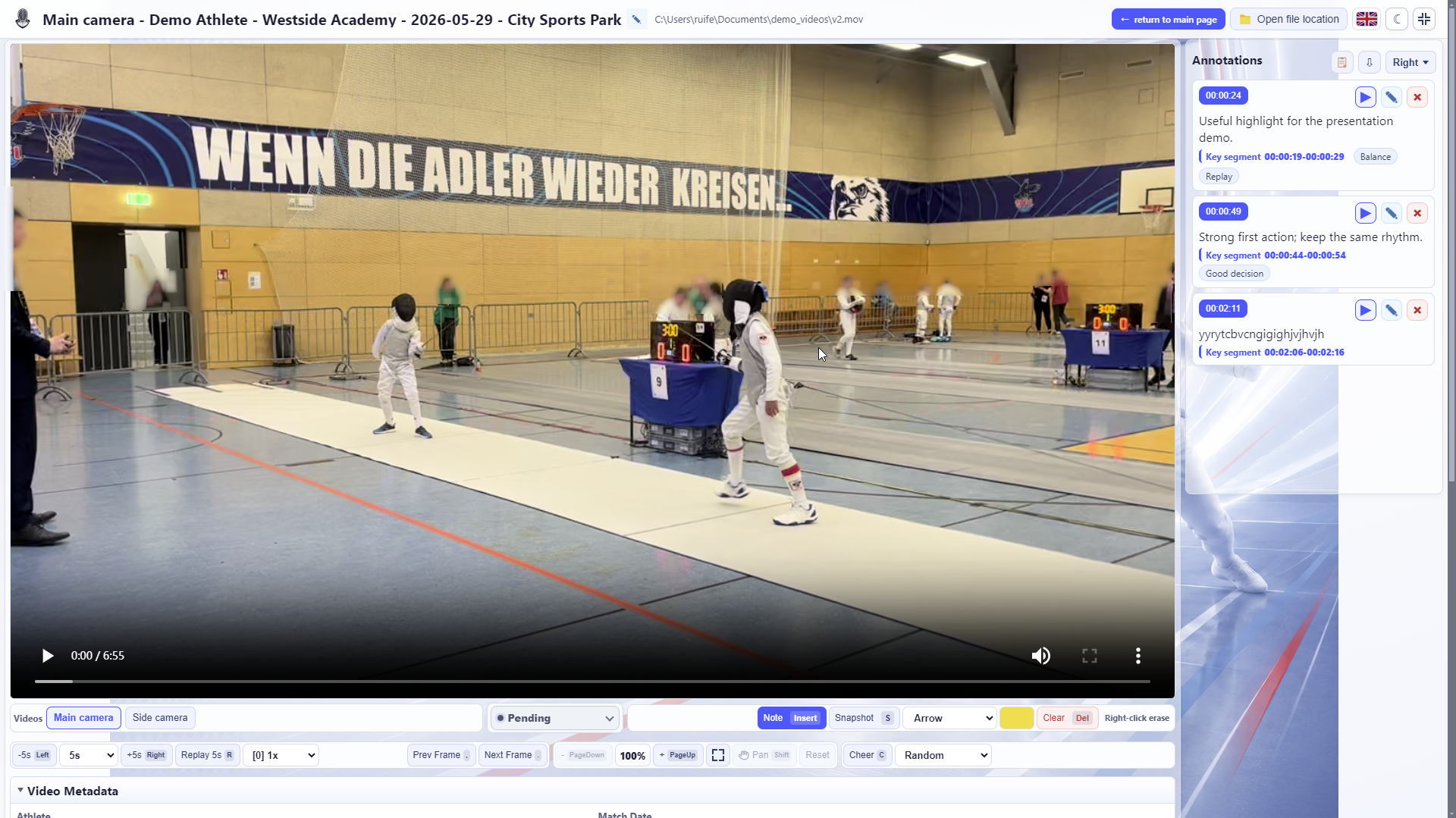 Match video review page mockup