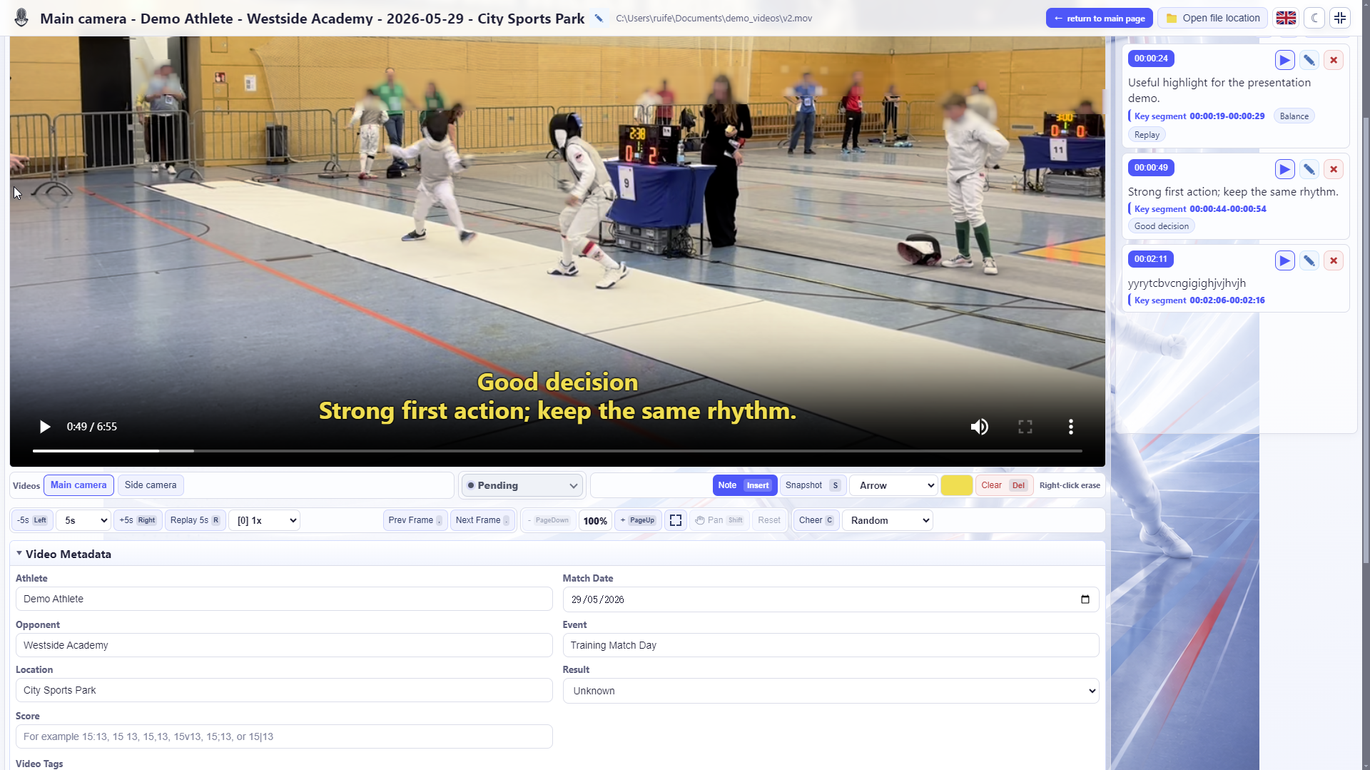 Video annotations and tags mockup