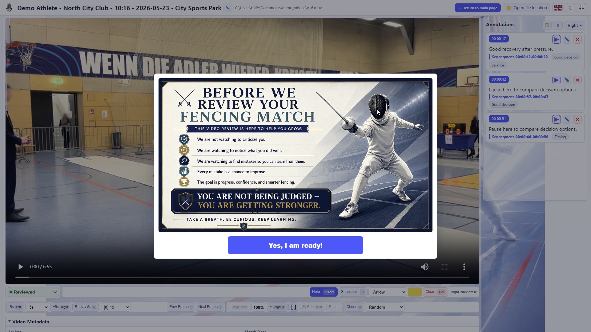 Review readiness modal