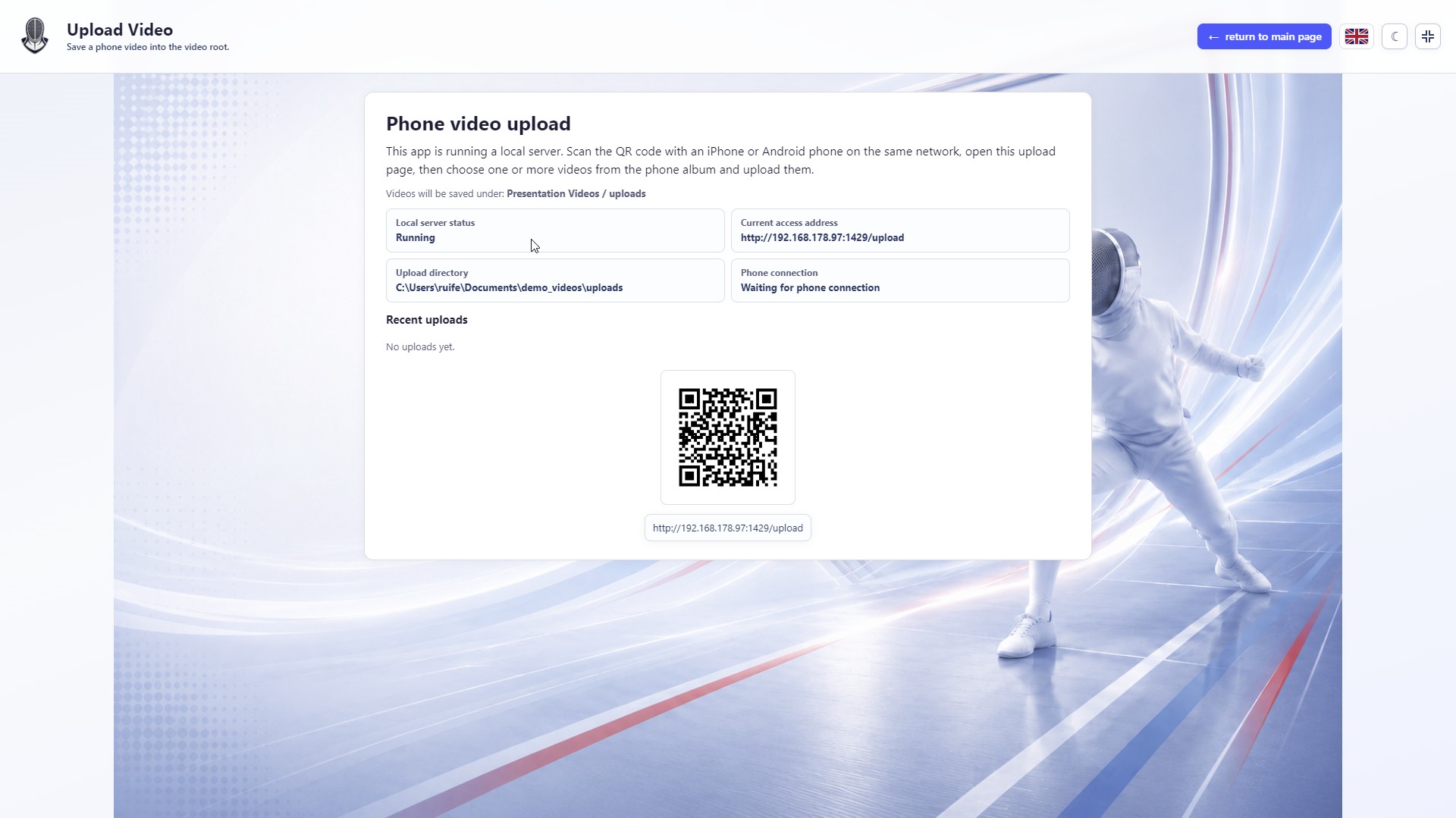 Mobile video upload page
