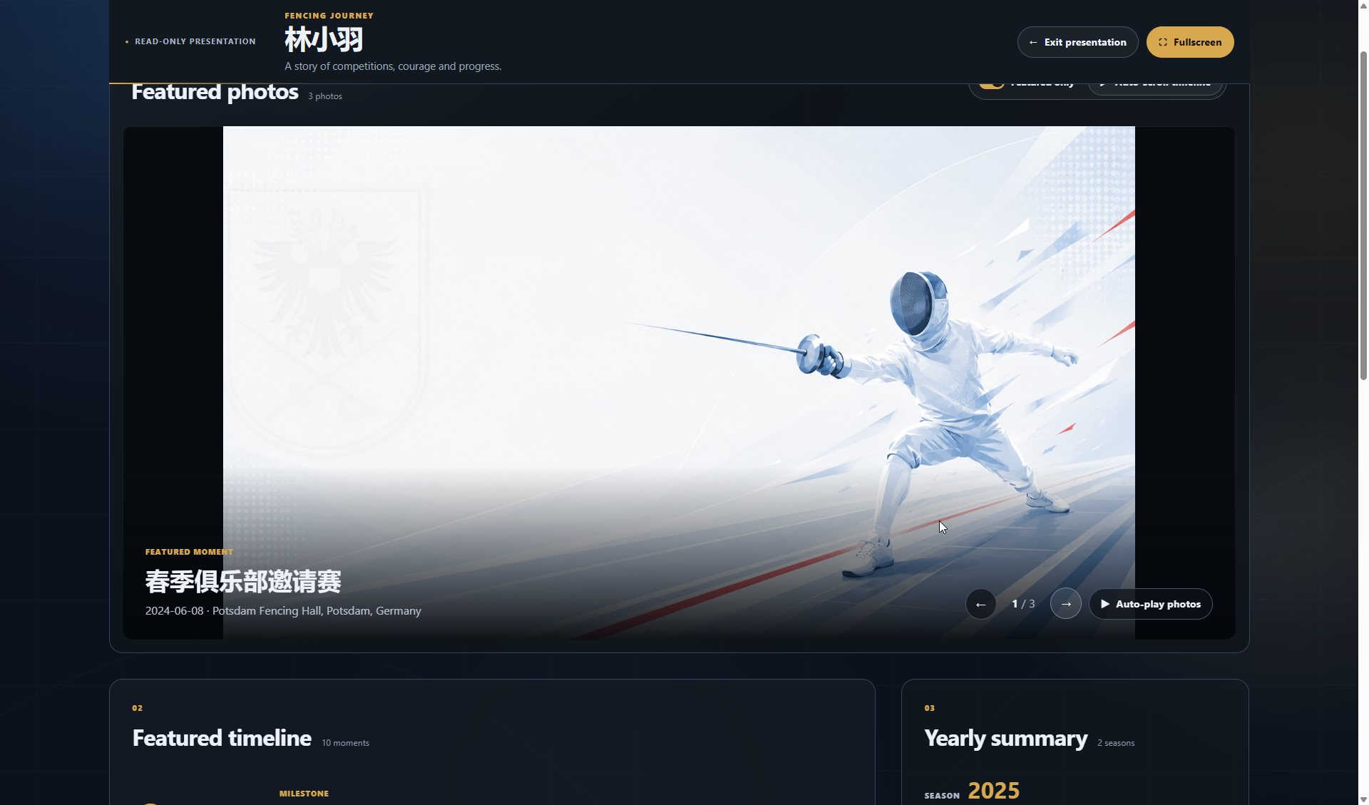 Full-screen growth presentation mode
