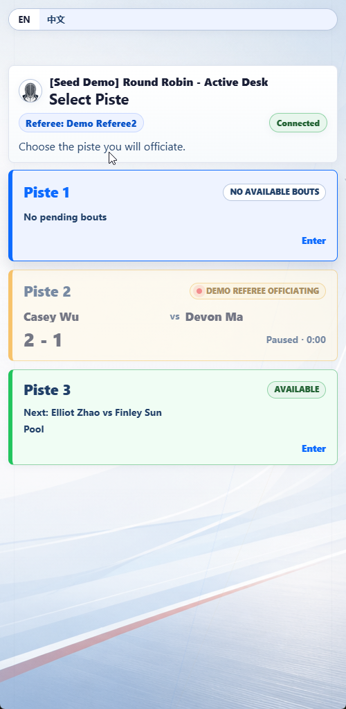 Mobile piste status list